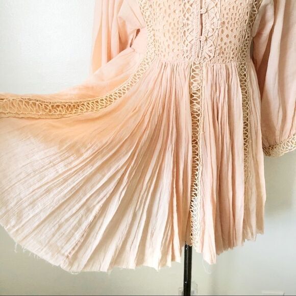 Free People One Karma Eyelet Mini dress NWOT Large boho - Picture 6 of 12